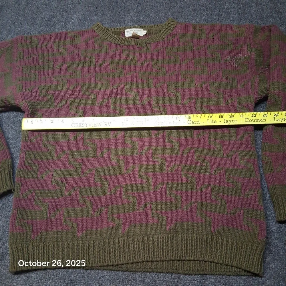 VTG Banana Republic Safari Travel Clothing‎ Sweater Size XL Purple Green Heavy